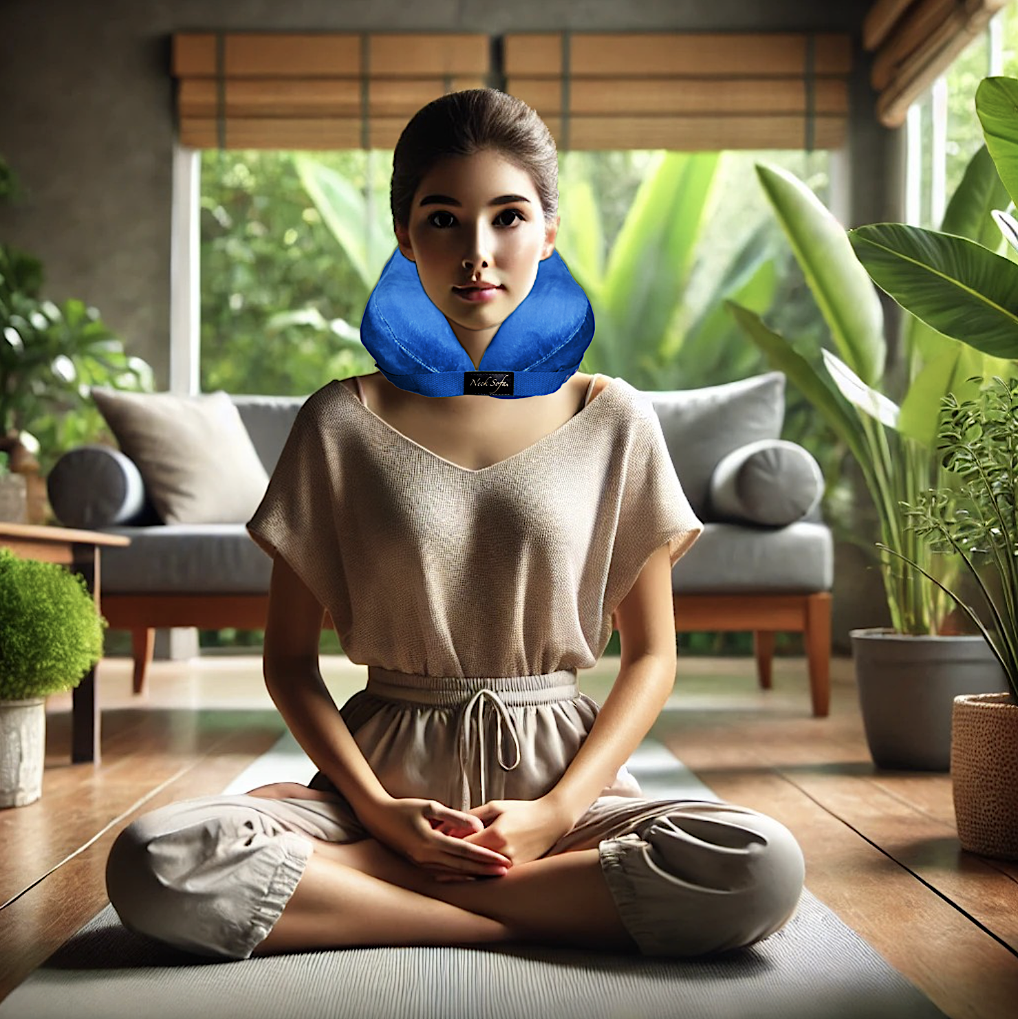 Woman with the Neck Sofa in Blue