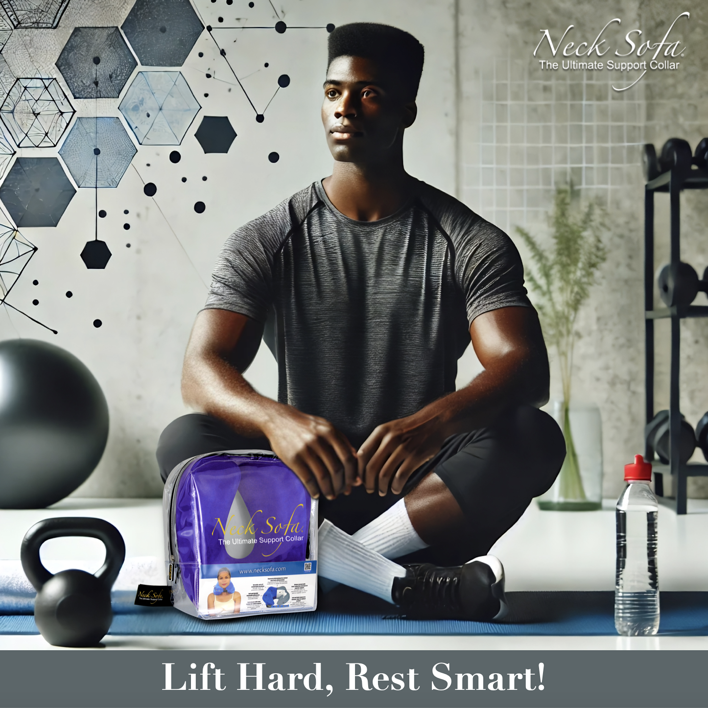 A Black male athlete, fully washed up and wearing fresh clothes, relaxing in a comfortable chair after an intense workout