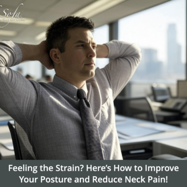 An image of a man performing neck stretches at his desk.