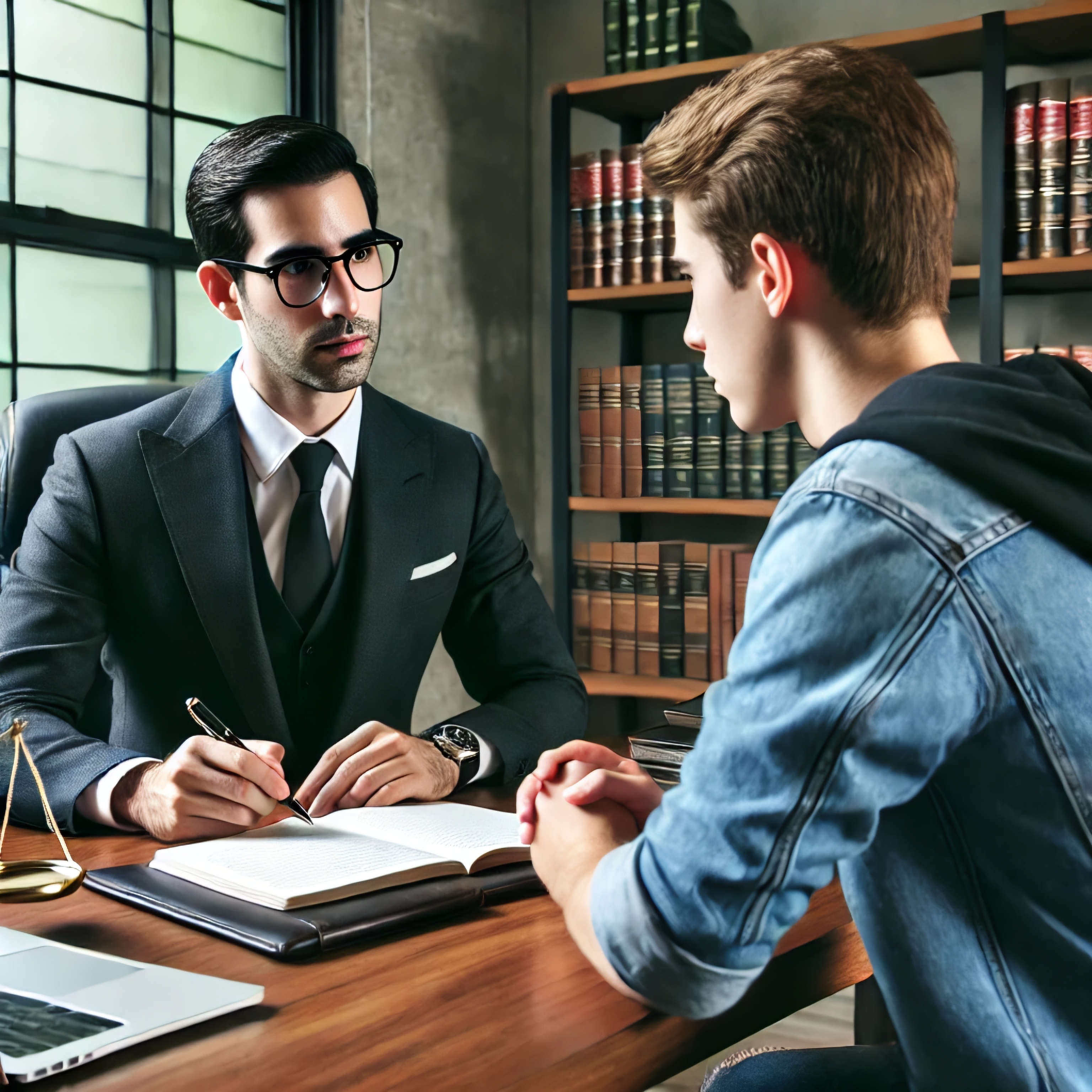 A personal injury attorney in a consultation with a client.