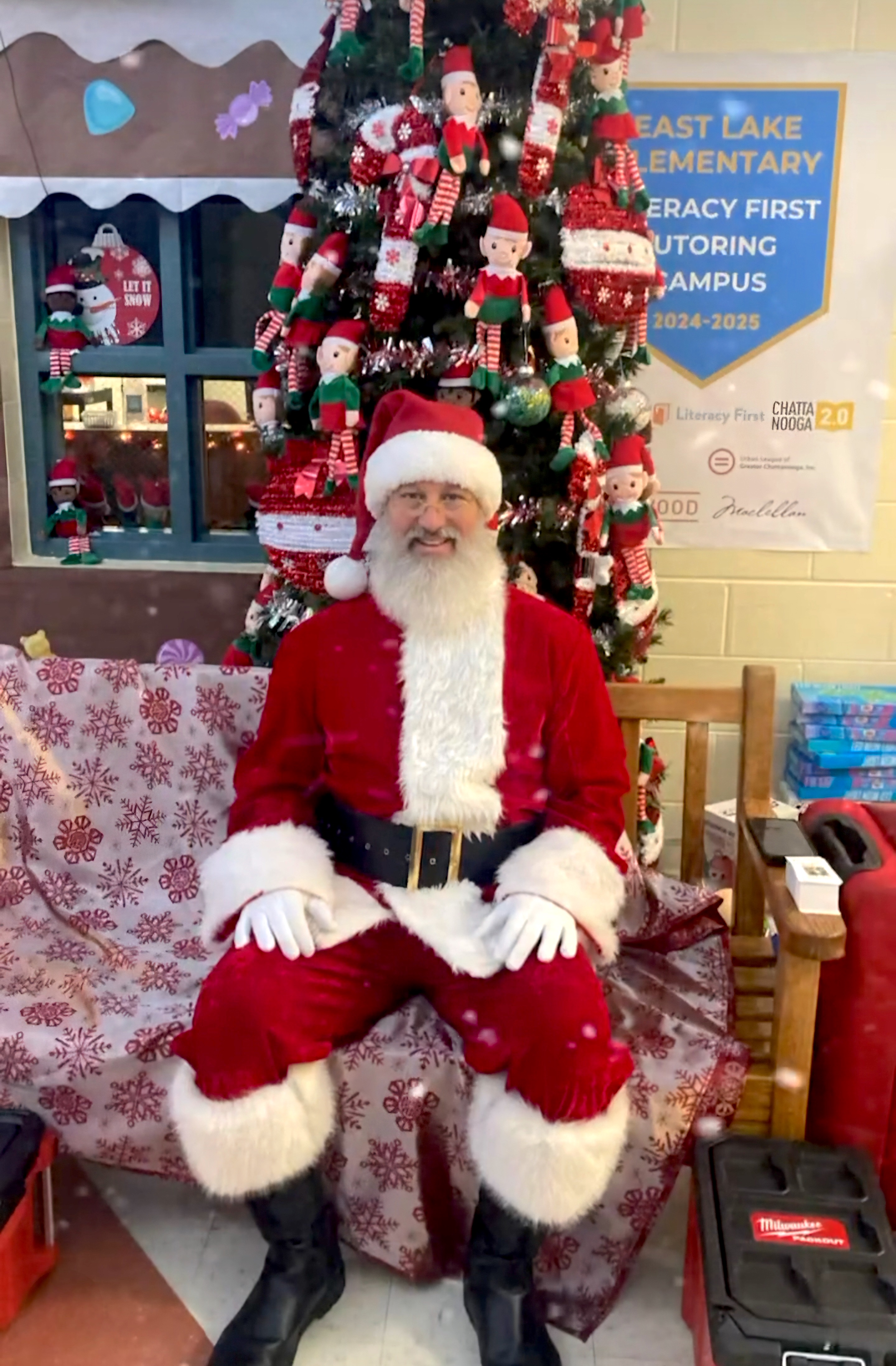 Kirk dress as Santa for his non profit event.